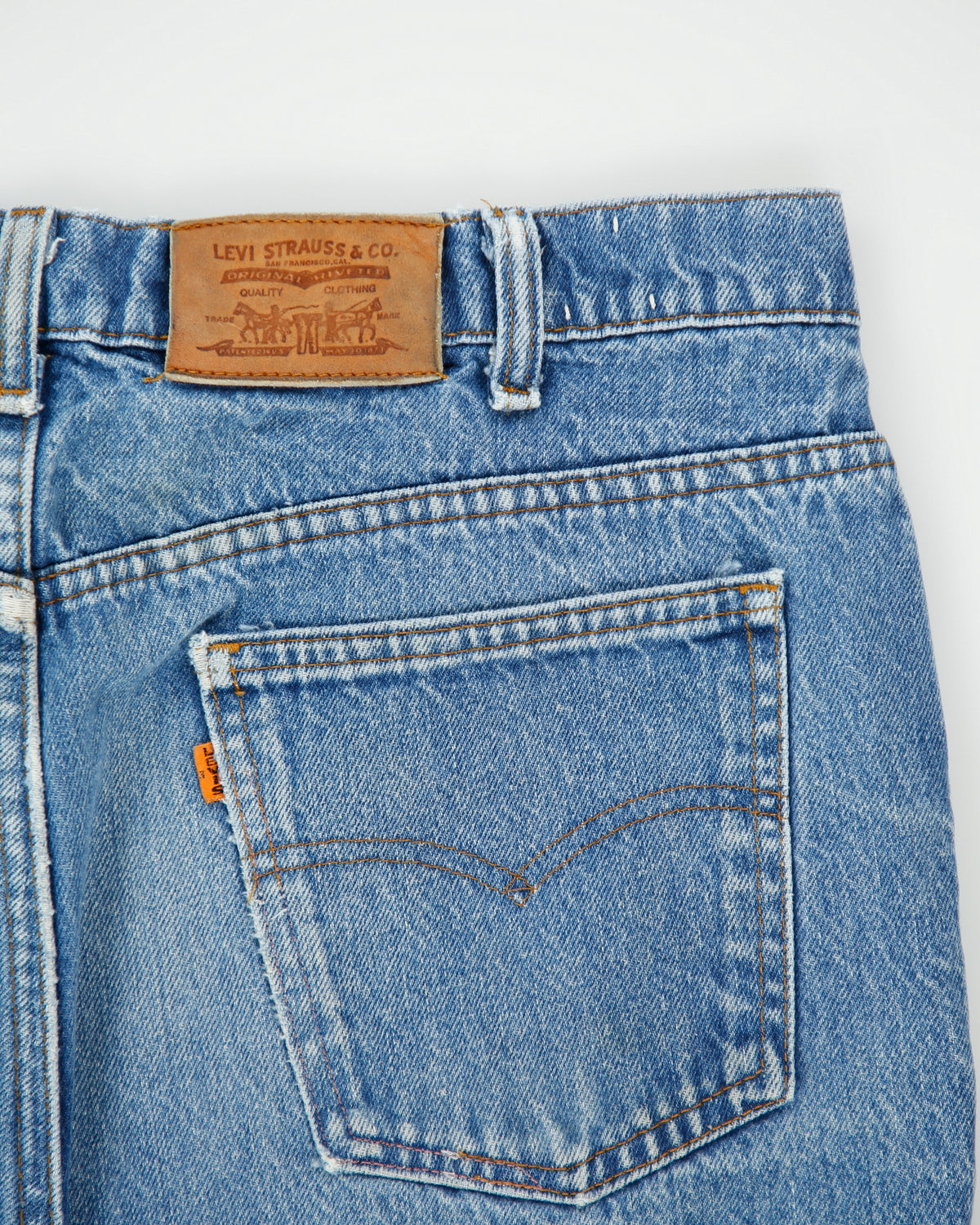 Vintage 1982 Levi's Orange Tab Made In USA Leather Patch Mid Rise Relaxed Straight Leg Denim Jeans - W36 L31