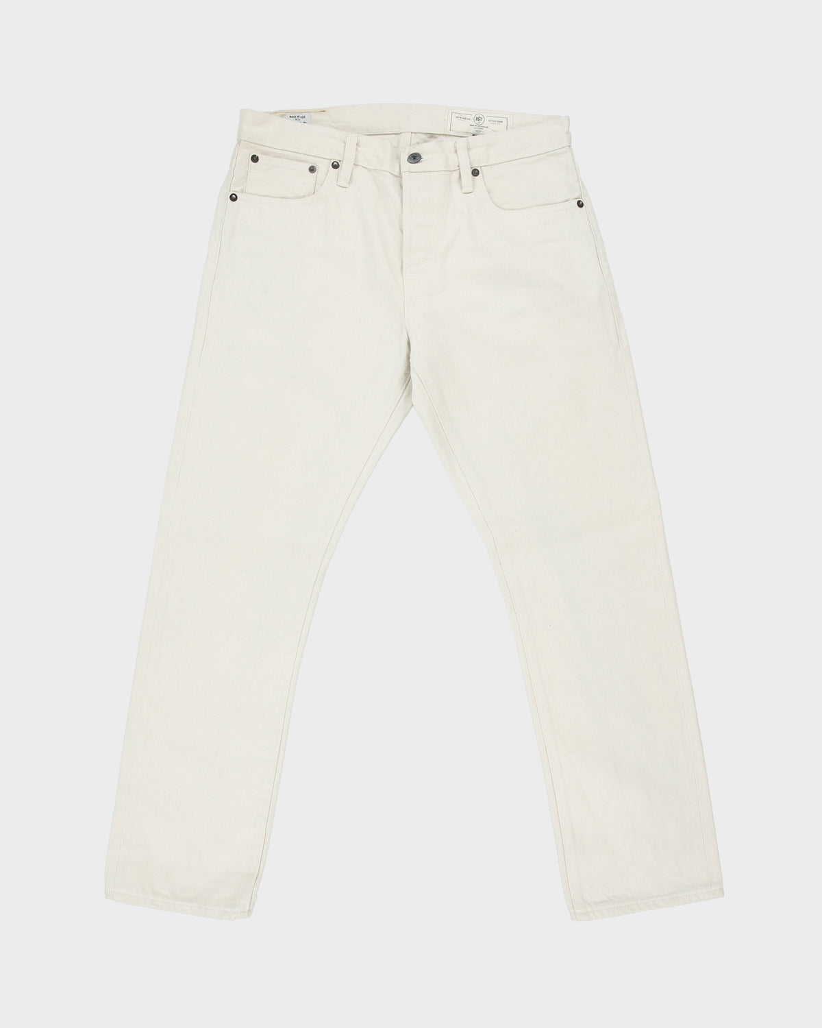 Rogue Territory RGT Cream Mid Rise Made in LA USA Silveridge Japanese Selvedge Denim Slim Straight Leg Jeans - W33 L30