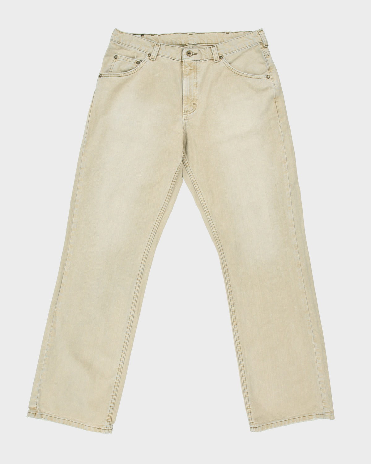 Vintage Y2K 00s Lee Dungarees Desert Khaki Denim Mid Rise Relaxed Fit Bootcut Jeans - W34 L34
