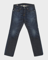 Vintage True Religion Low Rise Indigo Denim Made In USA Pony Hair Patch Pocket Slim Straight Leg Jeans - W34 L34
