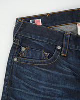Vintage True Religion Low Rise Indigo Denim Made In USA Pony Hair Patch Pocket Slim Straight Leg Jeans - W34 L34