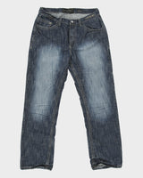 Vintage Y2K 00s G-Unit Mid Rise Raw Denim Embroidered Baggy Fit Straight Leg Jeans - W36 L33