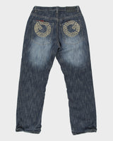 Vintage Y2K 00s G-Unit Mid Rise Raw Denim Embroidered Baggy Fit Straight Leg Jeans - W36 L33