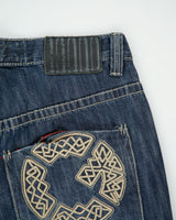 Vintage Y2K 00s G-Unit Mid Rise Raw Denim Embroidered Baggy Fit Straight Leg Jeans - W36 L33