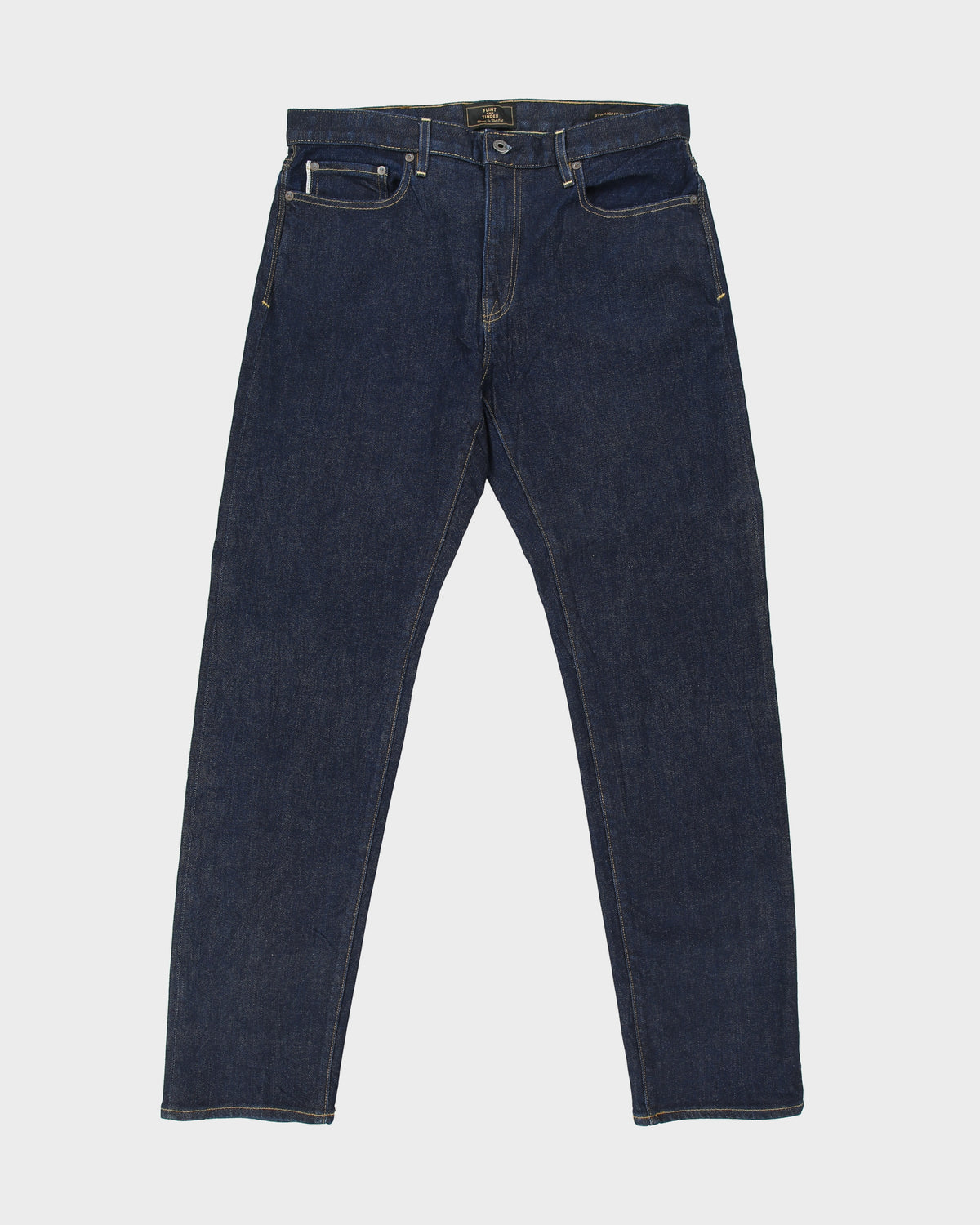Flint &amp; Tinder Mid Rise Red Selvedge Indigo Denim Made In USA Straight Fit Jeans - W34 L32