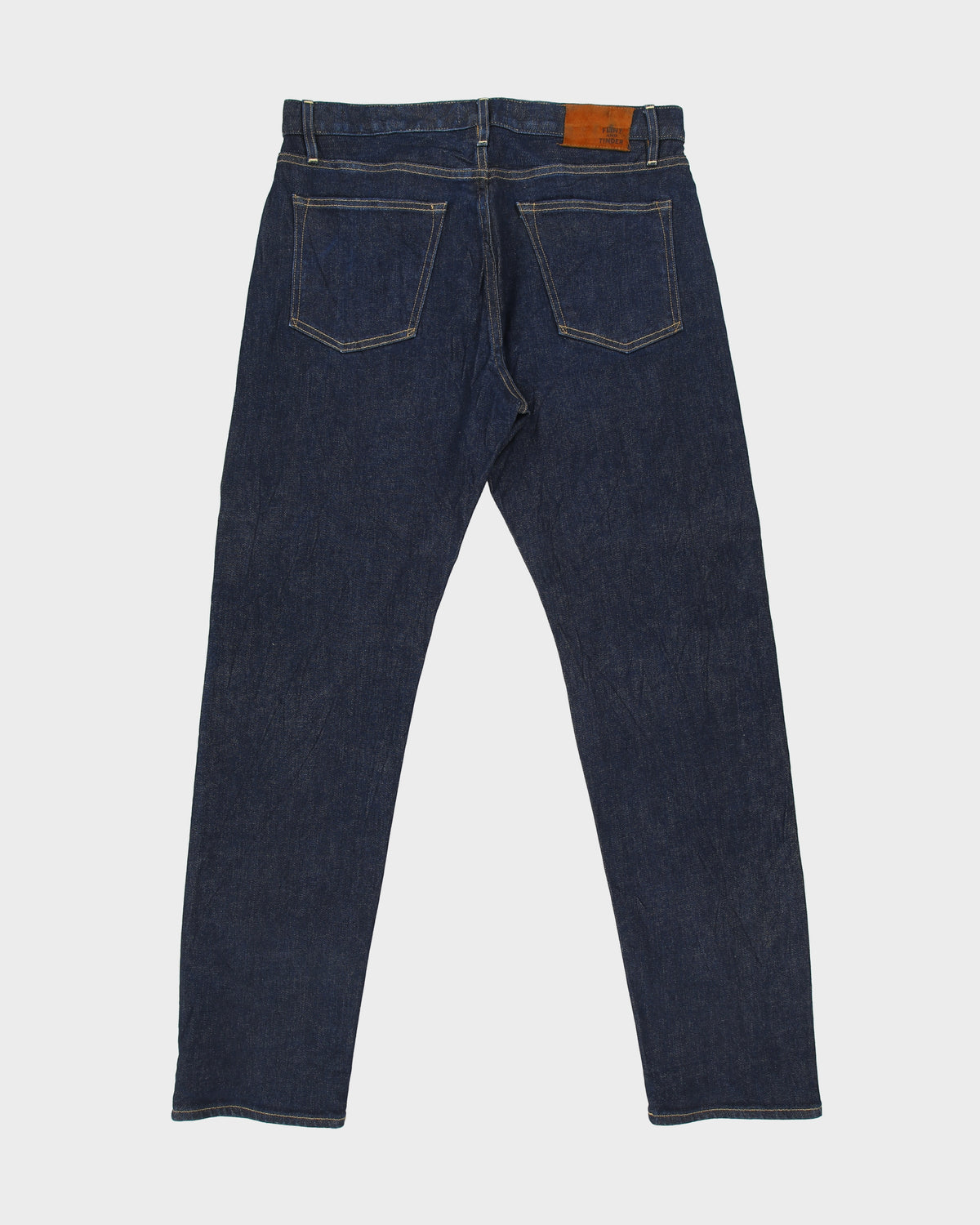 Flint &amp; Tinder Mid Rise Red Selvedge Indigo Denim Made In USA Straight Fit Jeans - W34 L32