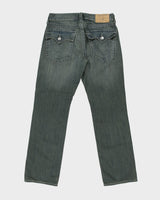 Vintage True Religion Mid Rise Mud Wash Denim Flap Pocket Straight Leg Jeans - W34 L34