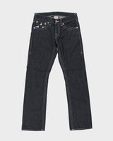 Vintage Y2K 00s True Religion Low Rise Raw Denim Made In USA Checker Flap Pocket Straight Leg Jeans - W31 L33