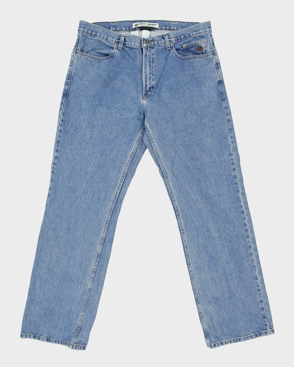 Vintage Harley Davidson Mid Rise Loose Straight Leg Denim Biker Jeans - W38 L34
