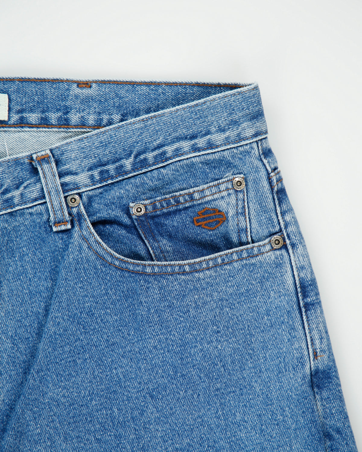 Vintage Harley Davidson Mid Rise Loose Straight Leg Denim Biker Jeans - W38 L34