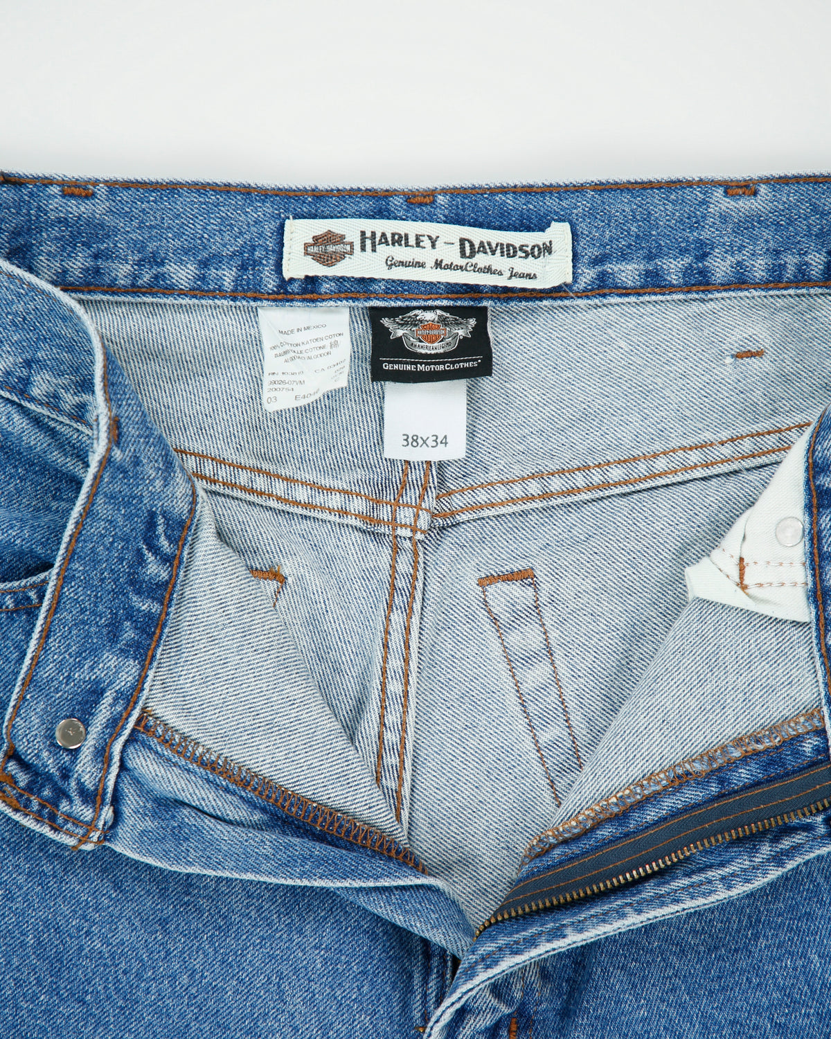 Vintage Harley Davidson Mid Rise Loose Straight Leg Denim Biker Jeans - W38 L34