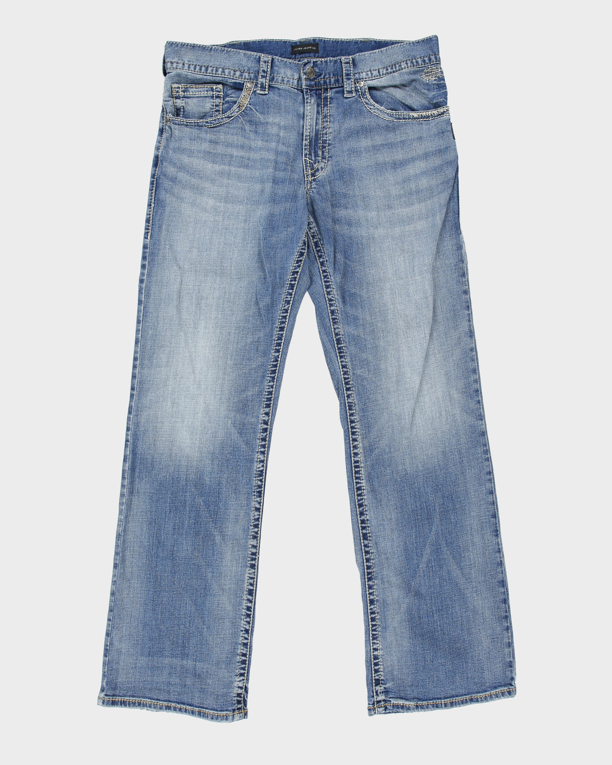 Vintage Silver Jeans 'Zac' Low Rise Contrast Stitch Denim Loose Fit Straight Leg Jeans - W36 L36