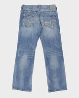 Vintage Silver Jeans 'Zac' Low Rise Contrast Stitch Denim Loose Fit Straight Leg Jeans - W36 L36