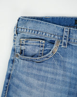 Vintage Silver Jeans 'Zac' Low Rise Contrast Stitch Denim Loose Fit Straight Leg Jeans - W36 L36