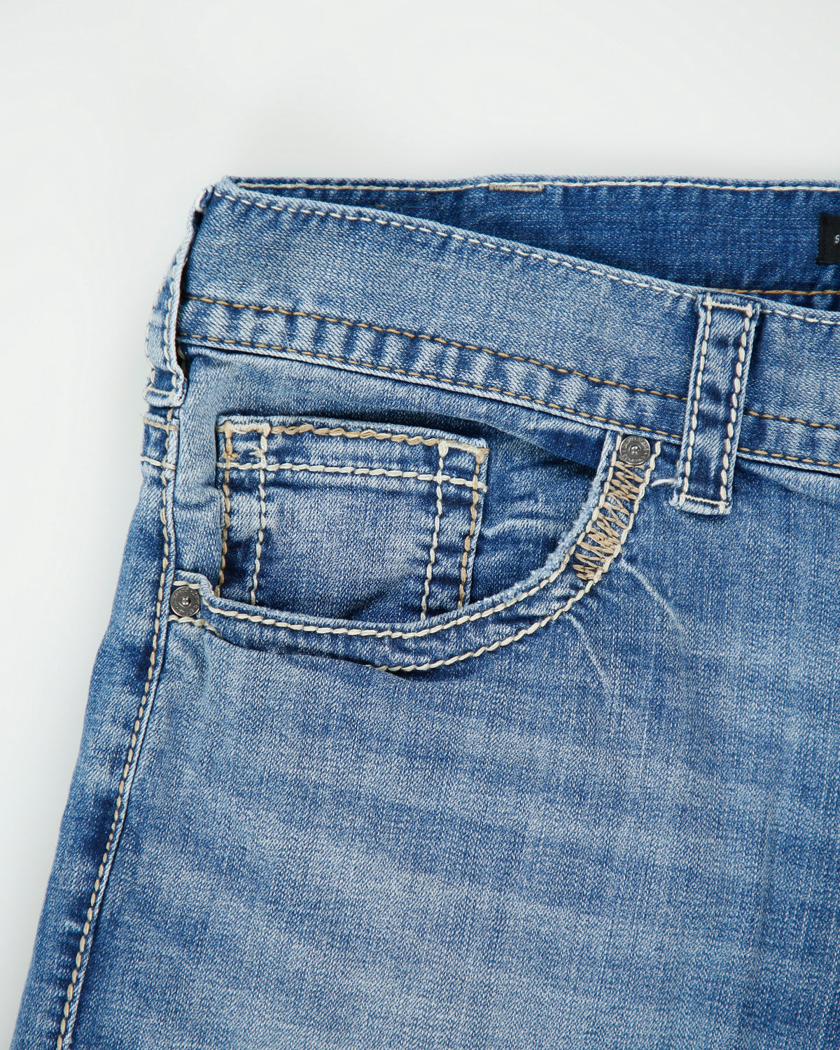 Vintage Silver Jeans 'Zac' Low Rise Contrast Stitch Denim Loose Fit Straight Leg Jeans - W36 L36