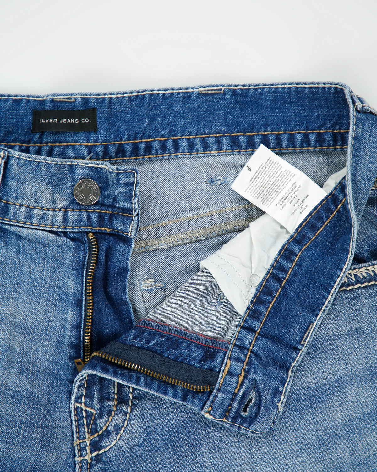 Vintage Silver Jeans 'Zac' Low Rise Contrast Stitch Denim Loose Fit Straight Leg Jeans - W36 L36