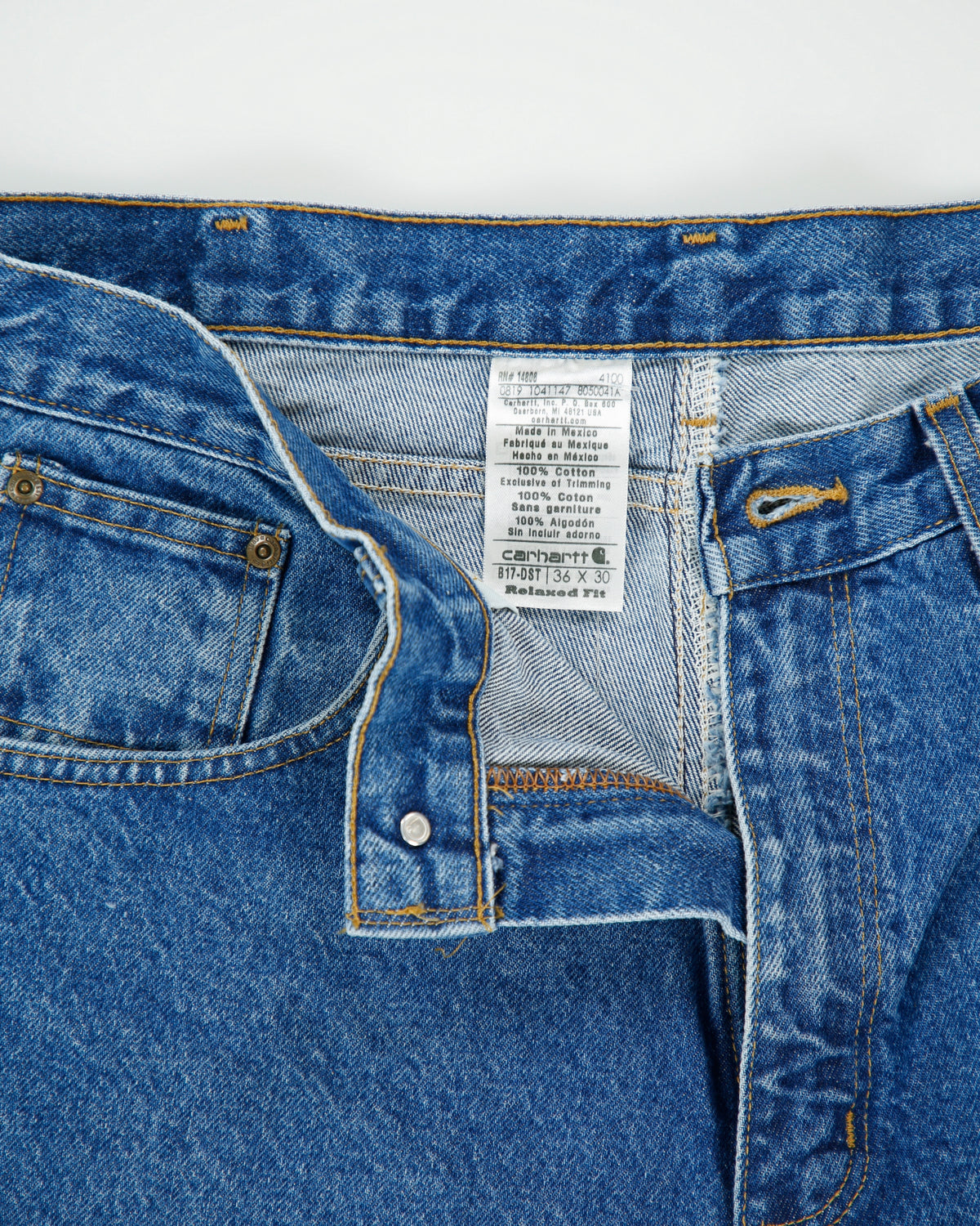 Vintage Carhartt B17 Darkstone Denim Mid Rise Heavy-Duty Relaxed Fit Tapered Jeans - W38 L28