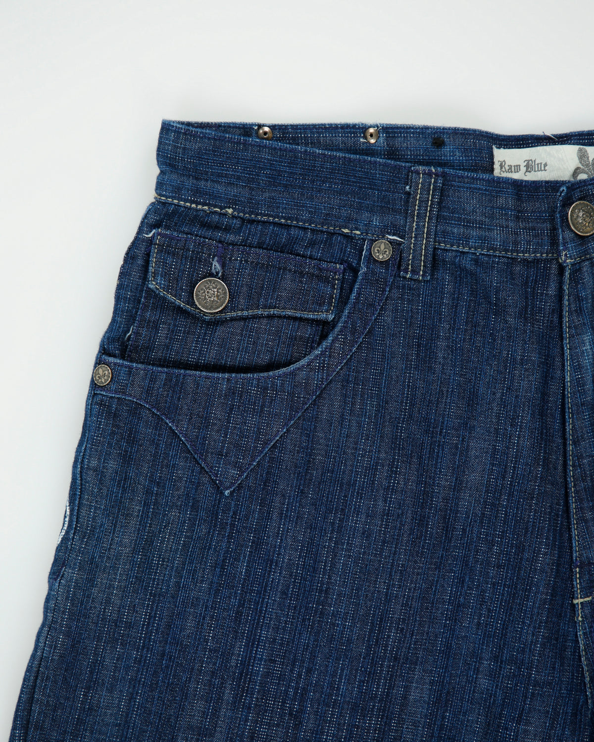 Vintage Y2K 00s Raw Blue Mid Rise Indigo Denim Flap Pocket Wide Leg Jeans - W36 L32