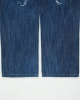 Vintage Y2K 00s Raw Blue Mid Rise Indigo Denim Flap Pocket Wide Leg Jeans - W36 L32