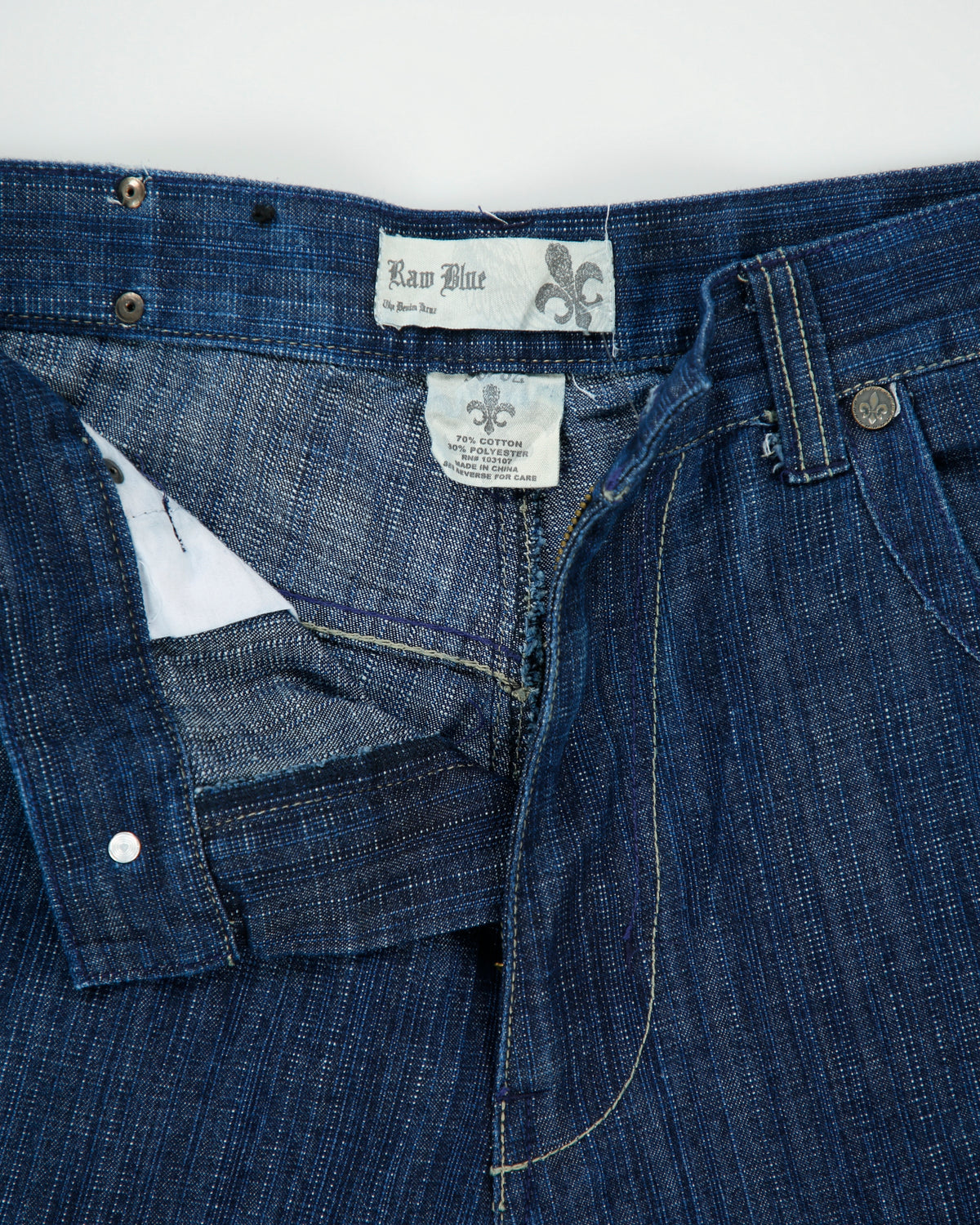 Vintage Y2K 00s Raw Blue Mid Rise Indigo Denim Flap Pocket Wide Leg Jeans - W36 L32