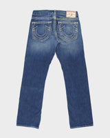 Vintage Y2K 00s True Religion 'Bobby Big QT' Low Rise Contrast Stitch Denim Made In USA Relaxed Straight Leg Jeans - W33 L34