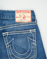 Vintage Y2K 00s True Religion 'Bobby Big QT' Low Rise Contrast Stitch Denim Made In USA Relaxed Straight Leg Jeans - W33 L34