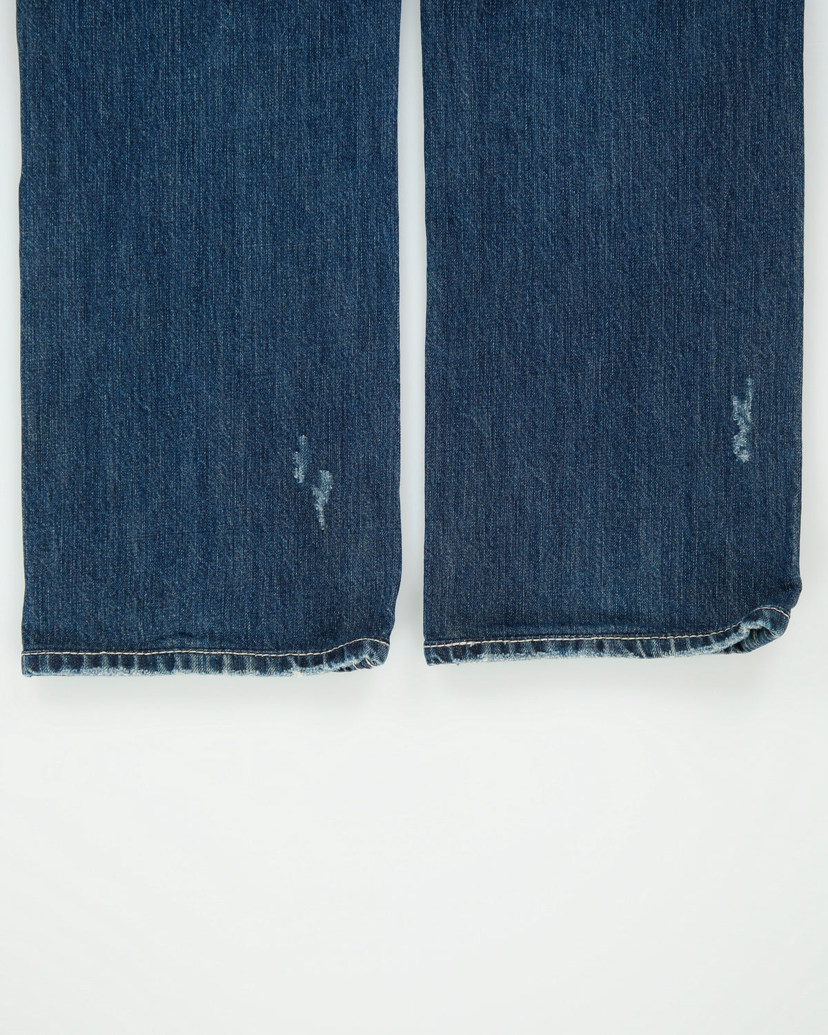 Vintage Y2K Rock Revival 'Ethan' Low Rise Distressed Contrast Stitch Denim Embroidered Flap Pocket Straight Leg Jeans - W34 L30