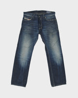 Vintage Y2K Diesel Safado Low Rise Distressed Indigo Denim Slim Straight Leg Jeans - W33 L31