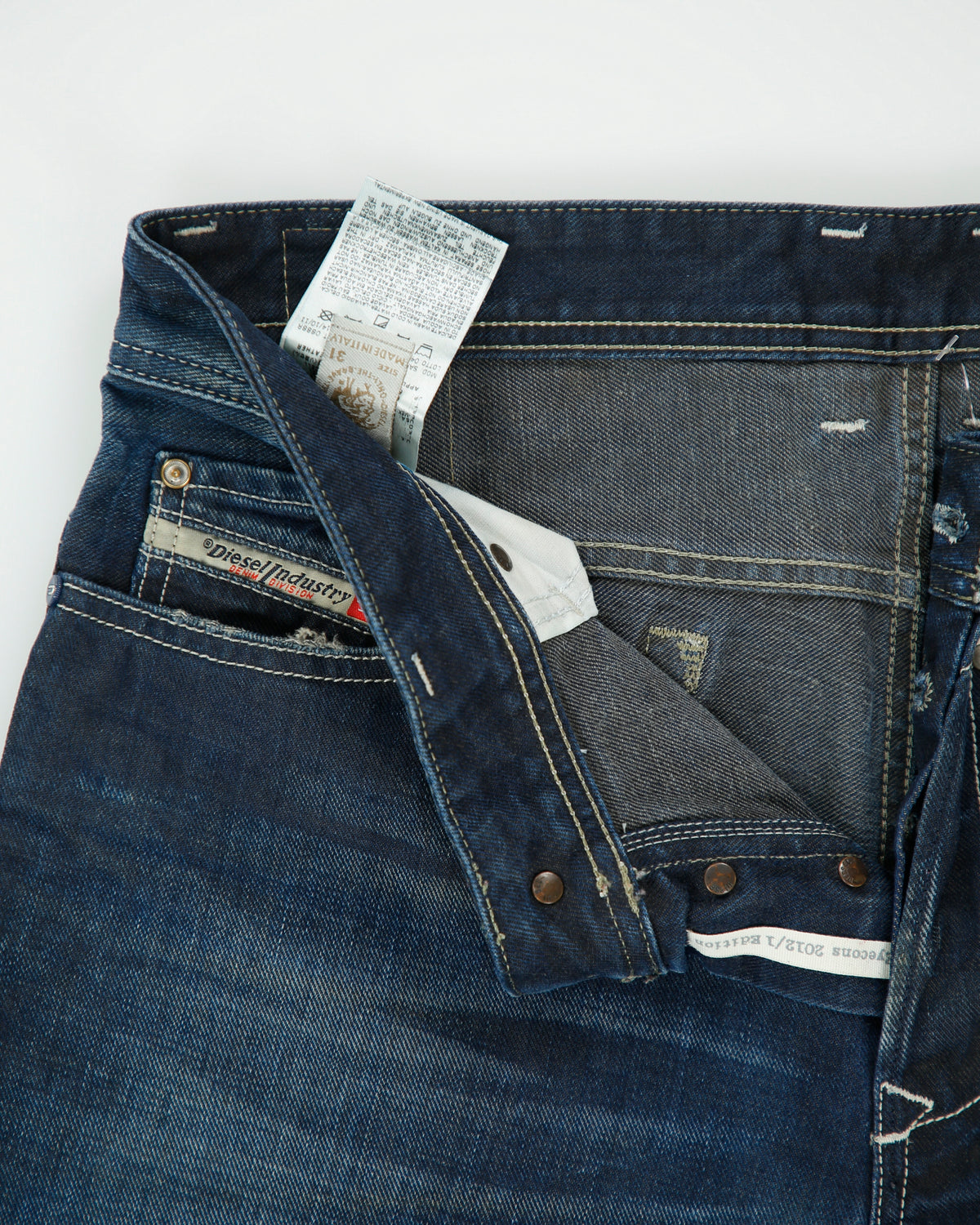 Vintage Y2K Diesel Safado Low Rise Distressed Indigo Denim Slim Straight Leg Jeans - W33 L31