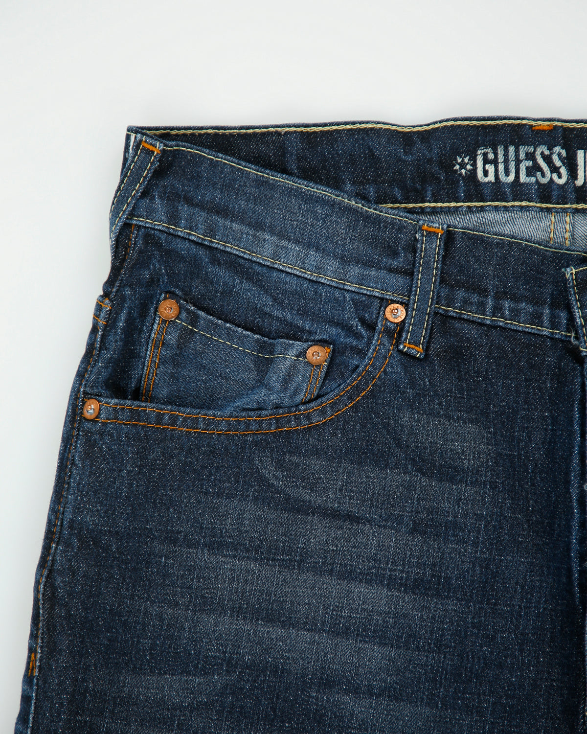 Vintage Y2K 00s Guess 'The Dean' Mid Rise Indigo Denim Relaxed Straight Leg Jeans - W34 L32