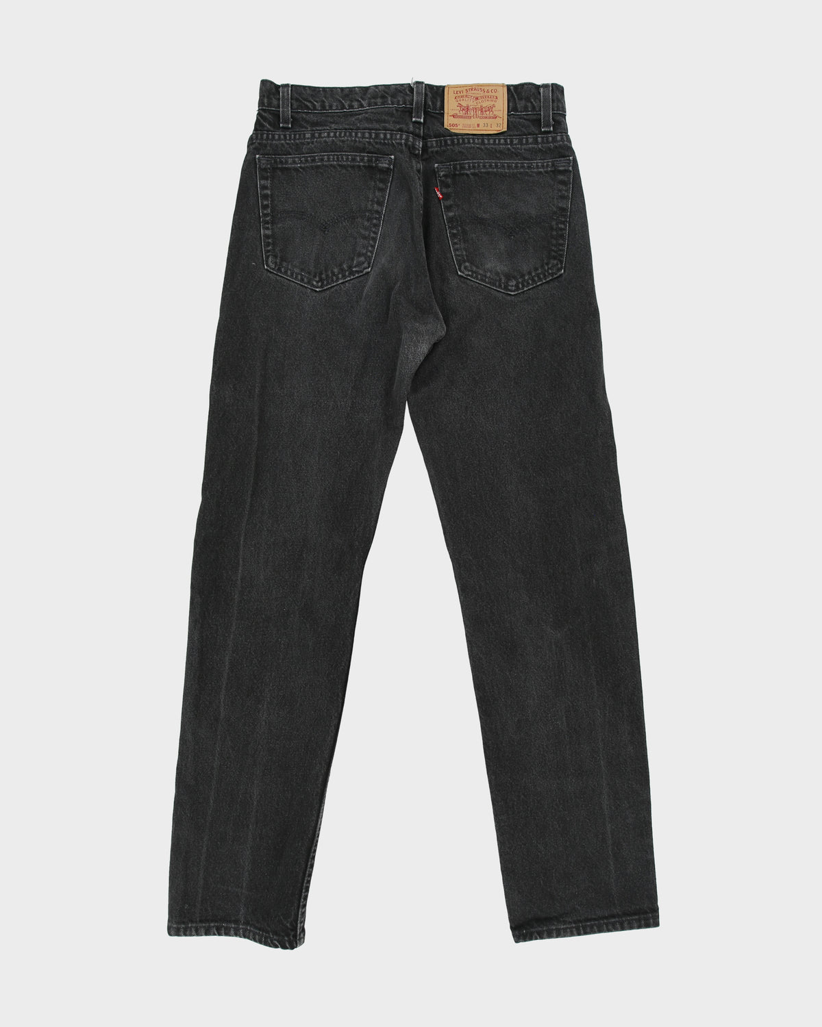 Vintage 1991 Levi's 505 Red Batwing Made In USA Mid Rise Regular Fit Straight Leg Denim Jeans - W32 L34