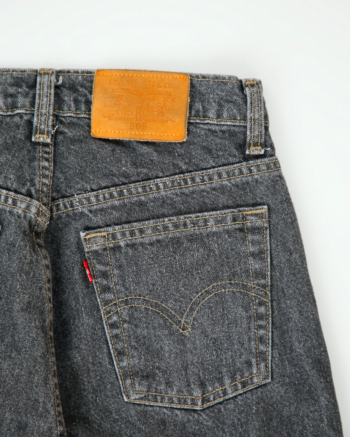 Vintage 1993 Levi's 505 Leather Patch Made In Canada Mid Rise Raw Denim Straight Leg Jeans - W29 L30