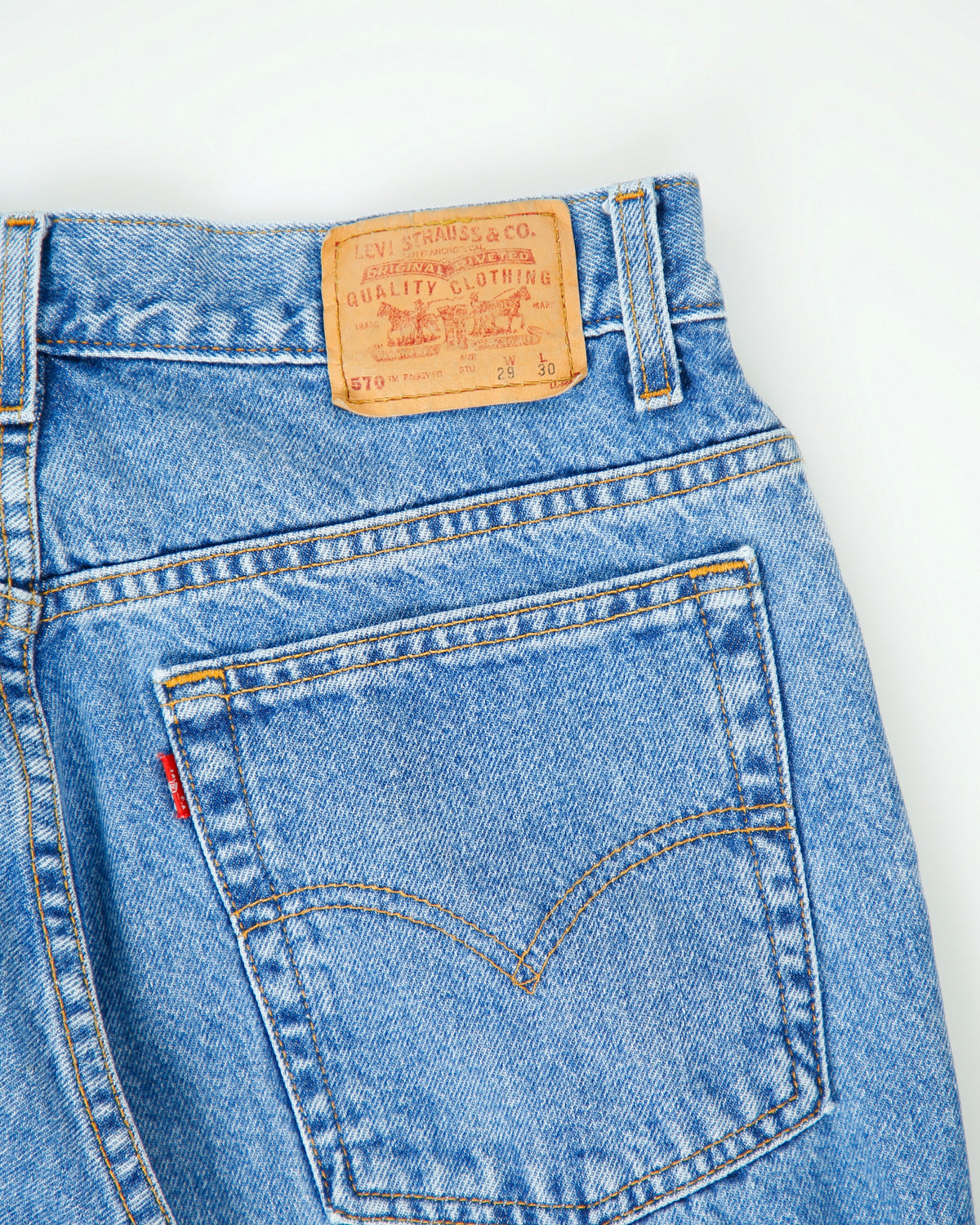 Vintage 1999 Levi's 570 Batwing Made In USA Mid Rise Baggy Fit Denim Jeans - W30 L30