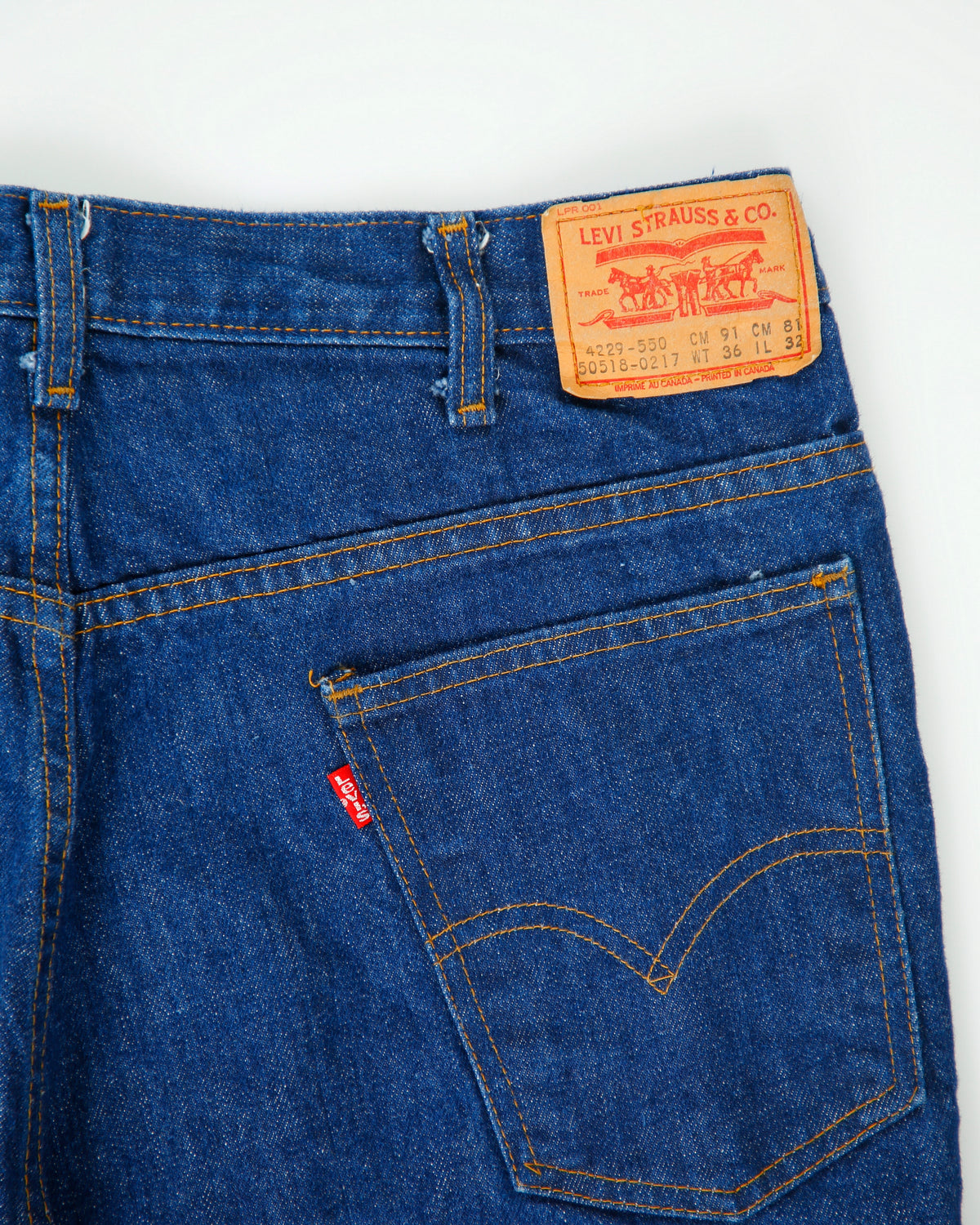 DS Vintage 1980 Levi's 505 Made In Canada Mid Rise Raw Indigo Denim Relaxed Wide Leg Jeans - W36 L30