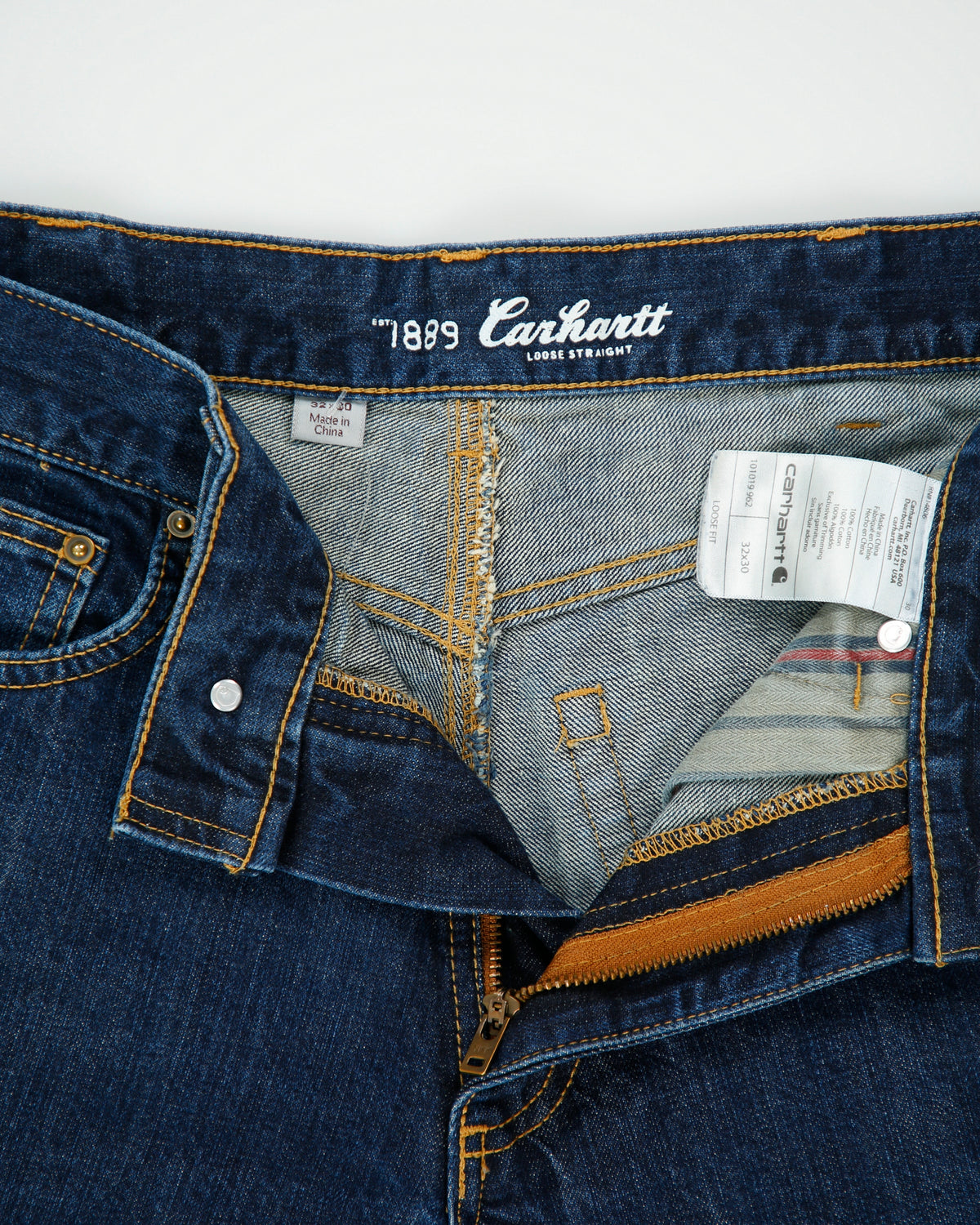 Vintage Carhartt Indigo Mid Rise Loose Fit Straight Leg Denim Work Jeans - W33 L30