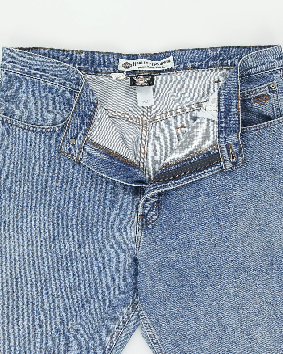 Vintage Harley Davidson Mid Rise Relaxed Straight Leg Denim Biker Jeans - W38 L34