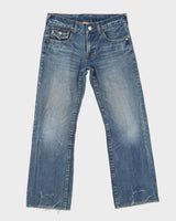 00s Y2k True Religion Koi Embroidered Billy Blue Jeans - W32 L30