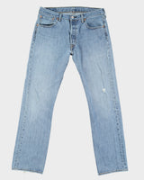 Levi's 501 Blue Light Washed Blank Tab Jeans - W35 L32