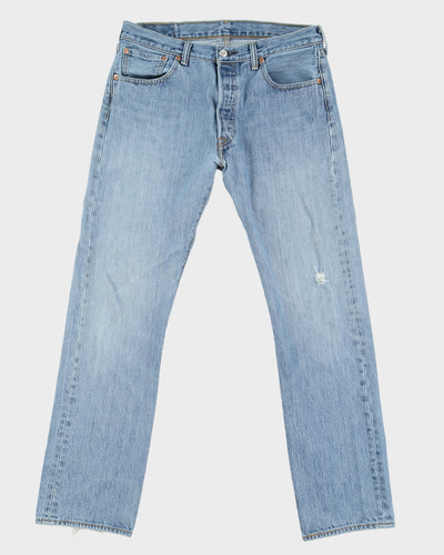 Levi's 501 Blue Light Washed Blank Tab Jeans - W35 L32