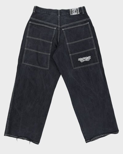 Y2K 00s Flip Flop USA Black Skater Jeans With Back Embroidery - W34 L30