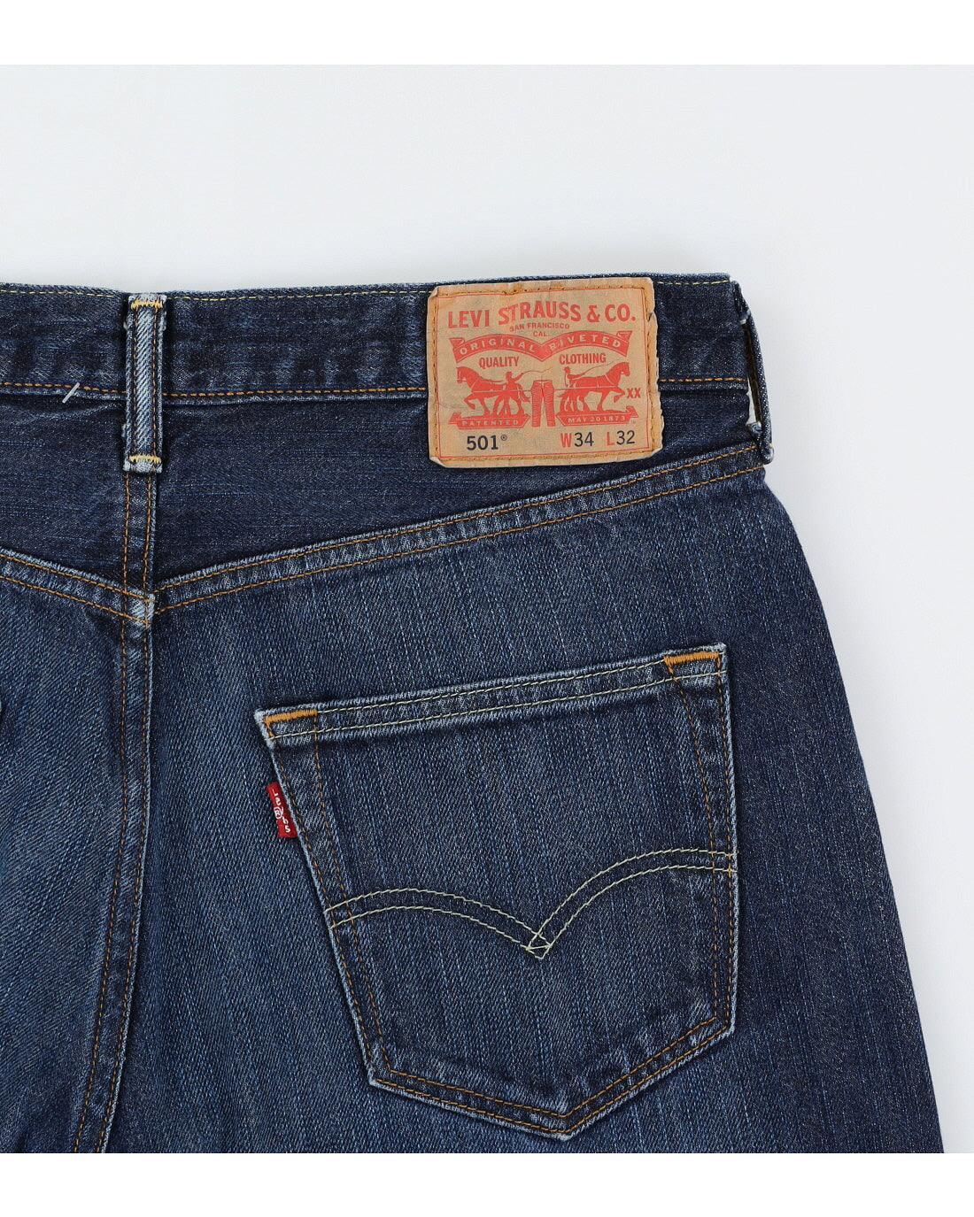 Levi's 501 Blue Medium Washed Selvedge Jeans - W34 L31