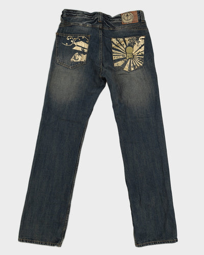00s Y2K Doraemon Embroidered Jeans - W32 L34