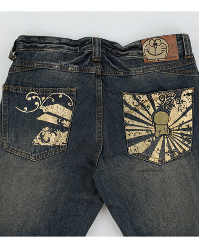 00s Y2K Doraemon Embroidered Jeans - W32 L34