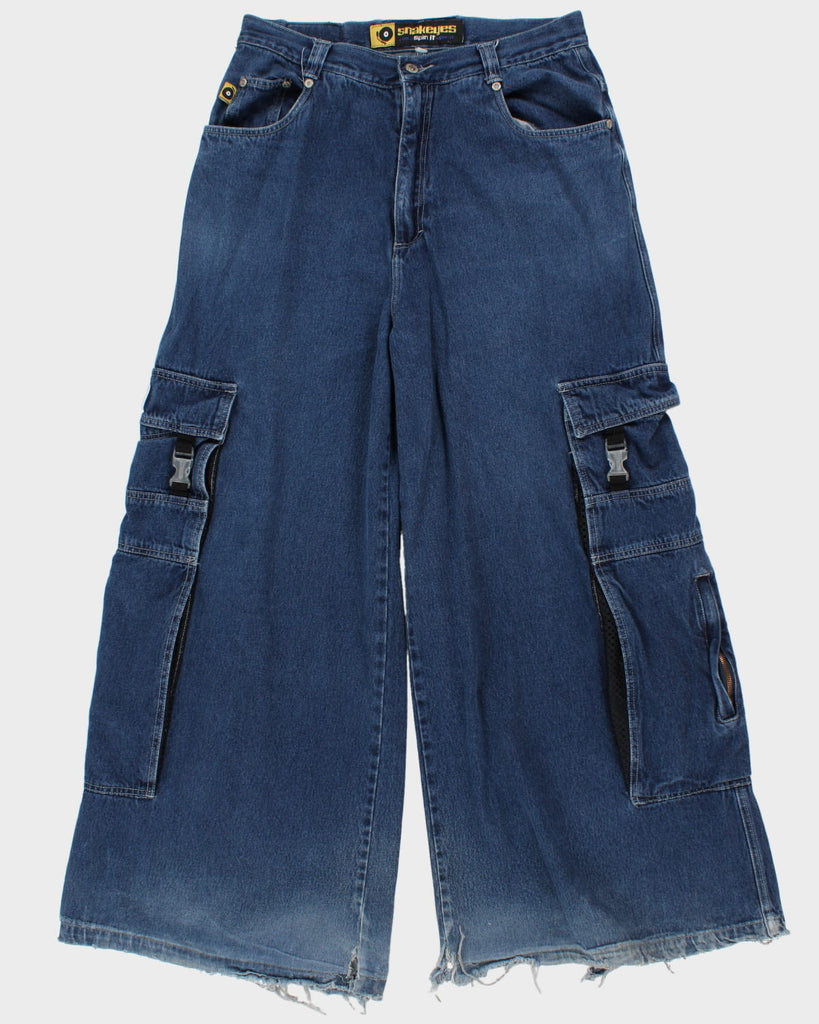 Vintage 90s Snake Eyes Super Wide Leg Cargo Jeans - W34 L31 – Rokit
