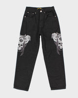 Y2K 00s Game Time Skull Embroidered Jeans - W30 L29