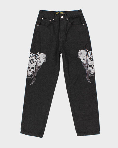 Y2K 00s Game Time Skull Embroidered Jeans - W30 L29