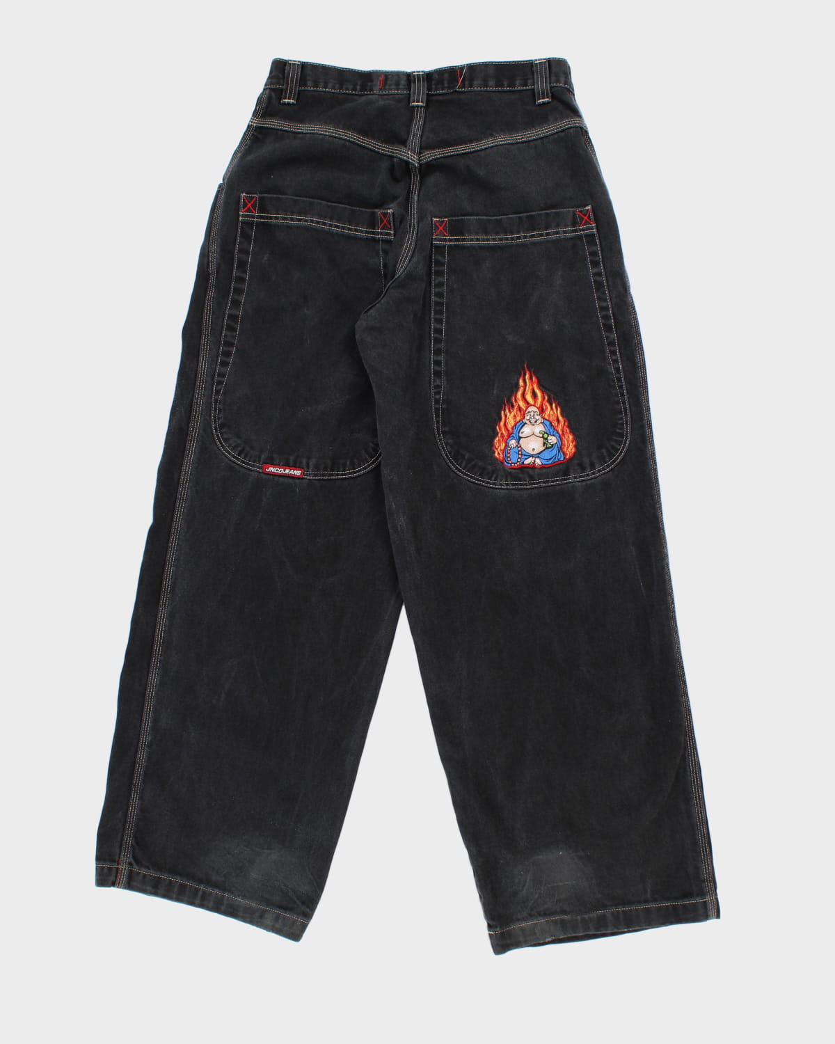 Vintage 90s JNCO Jeans Flaming Buddha - W32 L32 – Rokit