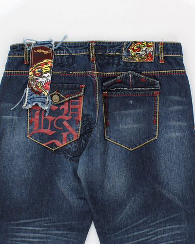 Y2K 00s Ed Hardy Embroidered Jeans - W40 L34