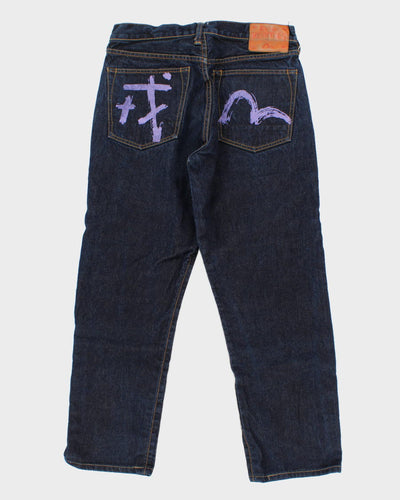 Mens Dark wash Evisu Logo Jeans - 32