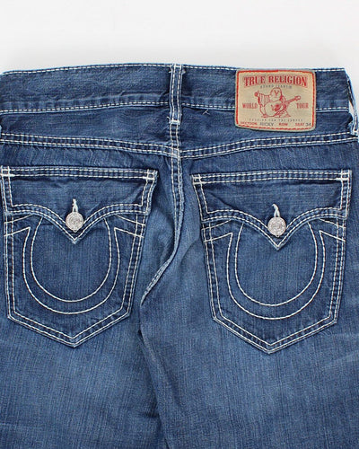 Men's Dark Wash True Religion Straight Leg Jeans - 32